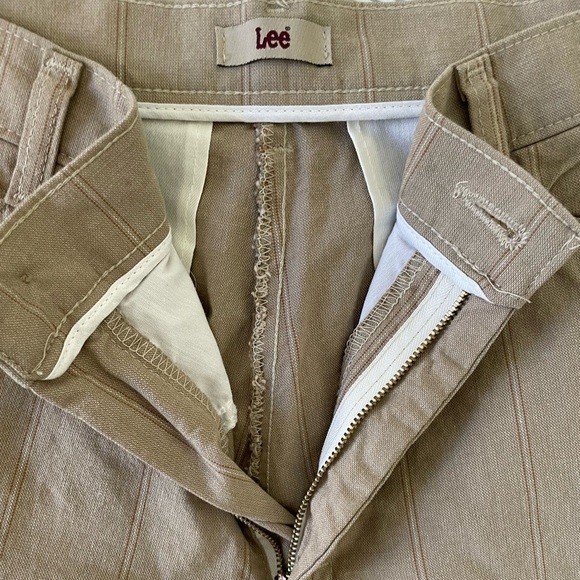 Y2K LEE sz 12 Cotton Stretch Khaki Pin Stripe High Waisted Trouser Style Pants - Picture 4 of 5